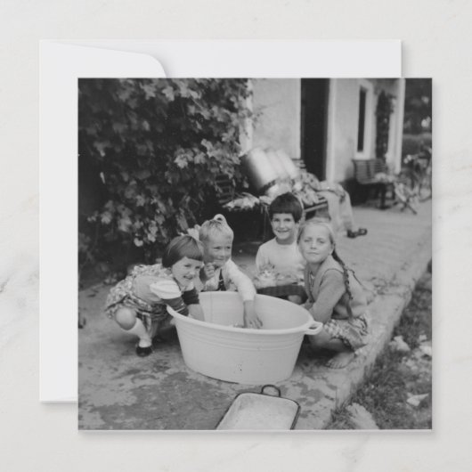 kinderen spelen feestdagenkaart (Voorkant)