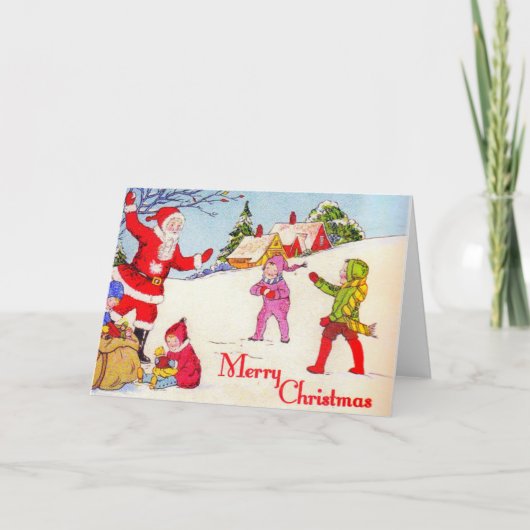 Kinderen spelen in de jaren veertig met Sinterklaa Feestdagen Kaart (Voorkant)