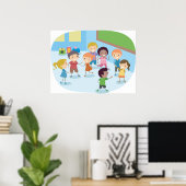 Kinderen spelen in het klaslokaal poster (Thuiskantoor)