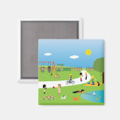 Kinderen spelen in park magneet (Voorkant / Achterkant)