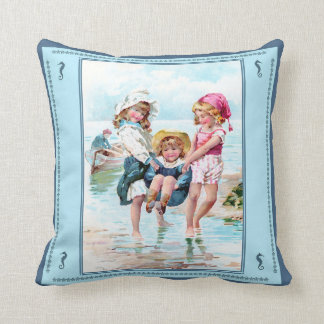  kinderen spelen in Seashore Pillow Kussen