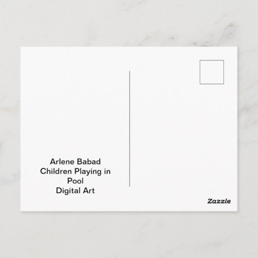Kinderen spelen in zwembad, briefkaart (Achterkant)