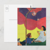  kinderen spelen meisjes en jongens die bubbels bl briefkaart (Voorkant / Achterkant)