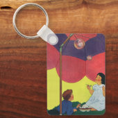 kinderen spelen meisjes en jongens die bubbels bl sleutelhanger (Voorkant)