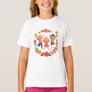 Kinderen spelen met bloemen – Leuke natuur speelti T-shirt