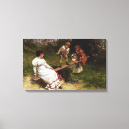 Kinderen Spelen op een wip (door Frederick Morgan) Canvas Afdruk