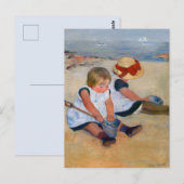 Kinderen spelen op het strand briefkaart (Voorkant / Achterkant)