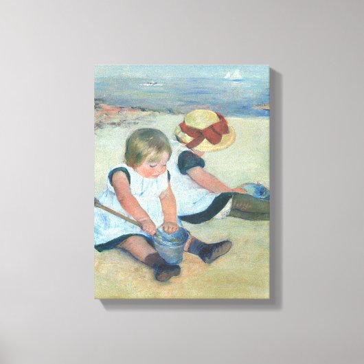 Kinderen spelen op het strand olieverfschilderij canvas afdruk (Voorkant)