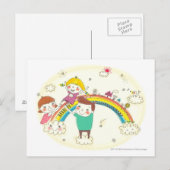 Kinderen spelen op regenboog briefkaart (Voorkant / Achterkant)