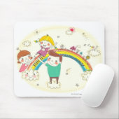 Kinderen spelen op regenboog muismat (Met muis)