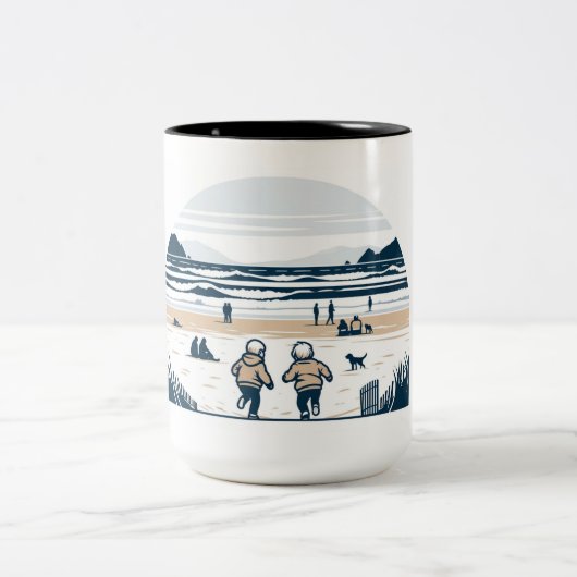 Kinderen spelen - strand mok (Center)