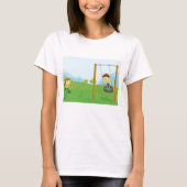 Kinderen spelend op autoband schommel t-shirt (Voorkant)