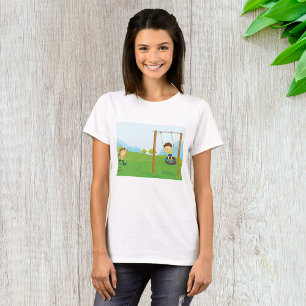 Kinderen spelend op autoband schommel t-shirt