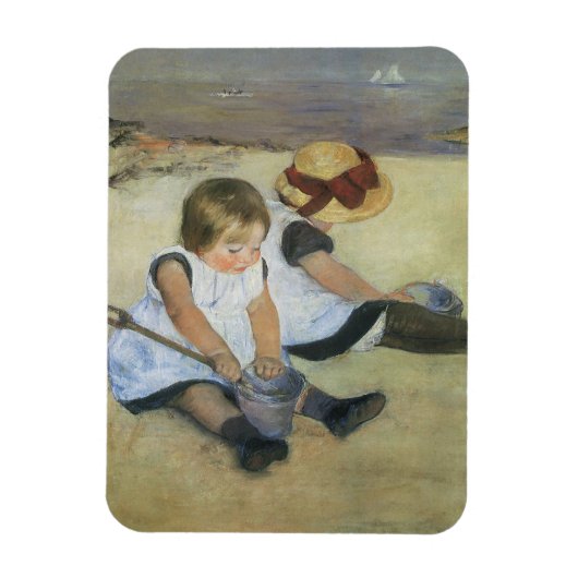 Kinderen spelend op het strand door Mary Cassatt Magneet (Verticaal)