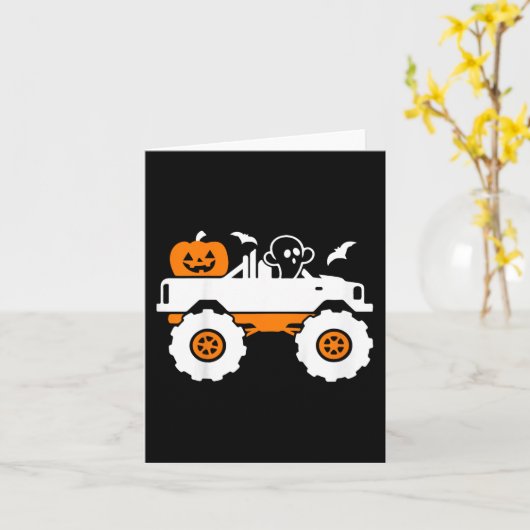 Kinderen Spook Pompoen Rijdt op Monstertruck Lui H Kaart (Gele Bloem)