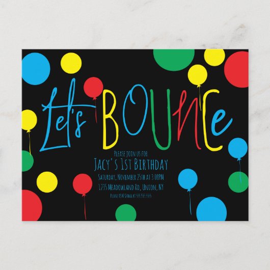 Kinderen Springen Stuiterballen Ballonnen Verjaard Briefkaart (Voorkant)