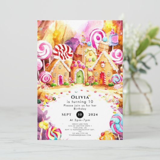 Kinderen Sprinkle Candyland Verjaardag Kaart (Staand voorkant)