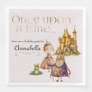 Kinderen Sprookje Prinses en Kikker Roze Servet