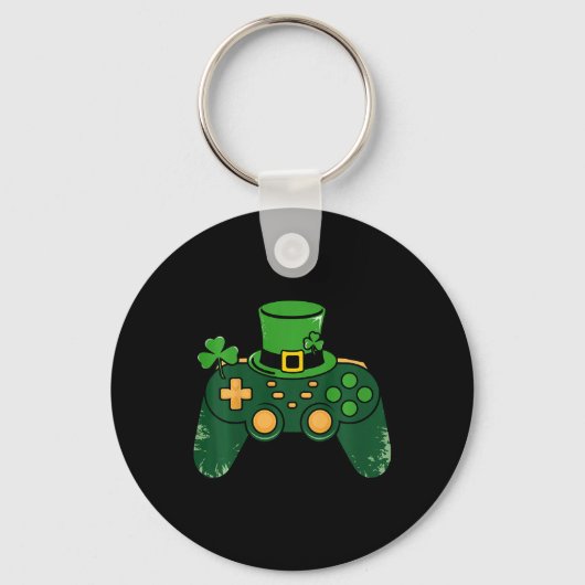 Kinderen St. Patrick's Dag Gamer Gamecontroller Kr Sleutelhanger (Voorkant)