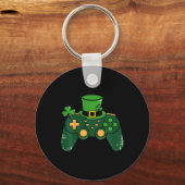 Kinderen St. Patrick's Dag Gamer Gamecontroller Kr Sleutelhanger (Voorkant)