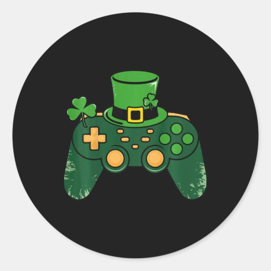 Kinderen St Patricks Dag Gamer Gaming Controller K Ronde Sticker (Voorkant)