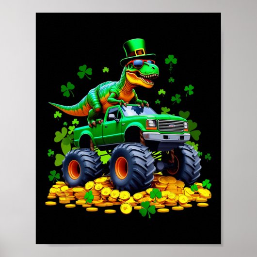 Kinderen St. Patrick's Day 2026 - Dinosaurus die o Poster (Voorkant)