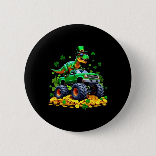 Kinderen St. Patrick's Day 2026 - Dinosaurus die o Ronde Button 5,7 Cm (Voorkant)