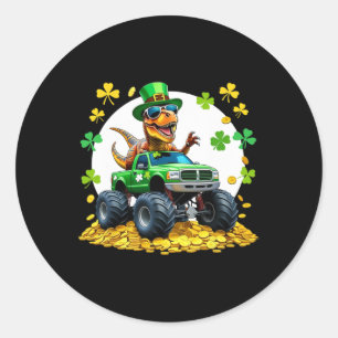 Kinderen St. Patrick's Day 2026 - Dinosaurus die o Ronde Sticker