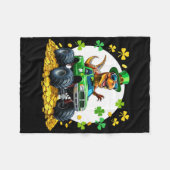 Kinderen St Patricks Day 2026 - Dinosaurus Rijdend Fleece Deken (Voorkant (Horizontaal))