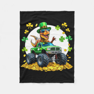 Kinderen St Patricks Day 2026 - Dinosaurus Rijdend Fleece Deken
