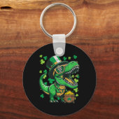 Kinderen St. Patrick's Day Dinosaur Saint Pattys T Sleutelhanger (Voorkant)