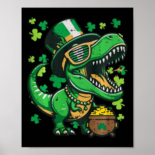 Kinderen St. Patrick's Day Dinosaurus Saint Pattys Poster (Voorkant)