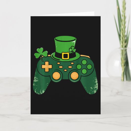 Kinderen St. Patrick's Day Gamer Gamecontroller Kr Kaart (Voorkant)