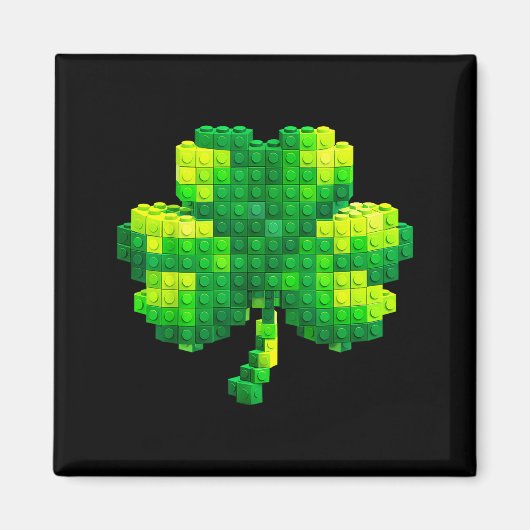 Kinderen St. Patrick's Day klavertje vier bouwsten Magneet (Voorkant)