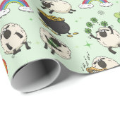 Kinderen St. Patrick's Day Schaap & Shamrocks Cadeaupapier (Rol Hoek)
