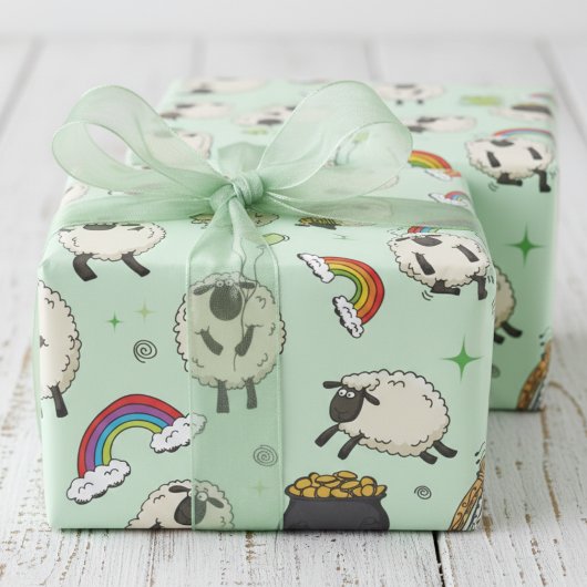 Kinderen St. Patrick's Day Schaap & Shamrocks Cadeaupapier