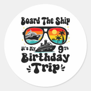 Kinderen stappen op het schip Het is mijn 9e verja Ronde Sticker