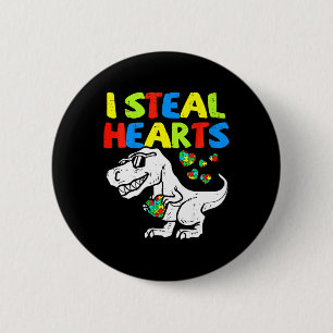 Kinderen stelen harten Trex dinosaurus Ronde Button 5,7 Cm