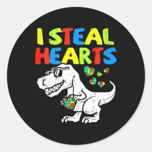 Kinderen stelen harten Trex dinosaurus Ronde Sticker
