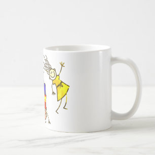 Kinderen, stokfiguren, blij koffiemok