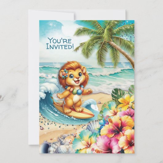 Kinderen strandfeest uitnodiging (Voorkant)