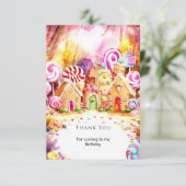 Kinderen Suikerfeest Candyland Verjaardag Bedankkaart (Staand voorkant)