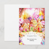Kinderen Suikerfeest Candyland Verjaardag Bedankkaart (Voorkant / Achterkant)