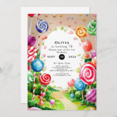 Kinderen Sweet Candyland Verjaardag Kaart (Voorkant / Achterkant)