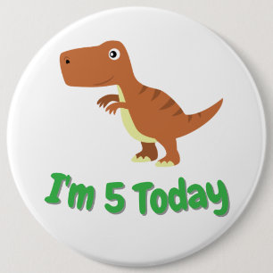 Kinderen T-rex Dinosaurus Verjaardag Custom Name Ronde Button 6,0 Cm