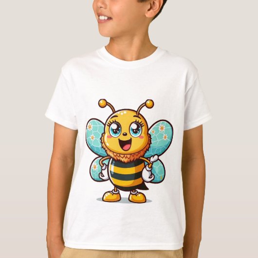 Kinderen T-shirt met Cartoon Schattige Bee Illustr (Voorkant)