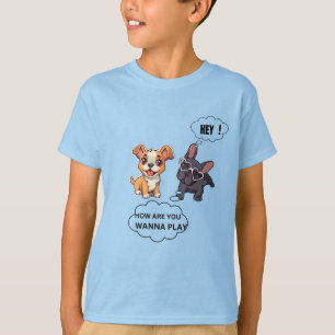 Kinderen t-shirt twee pup vrienden praten