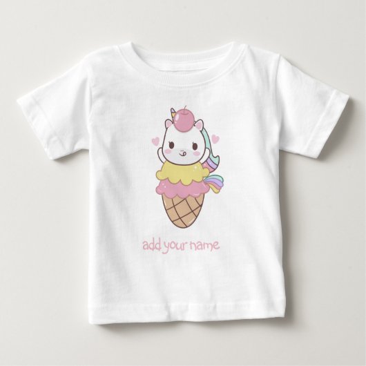 KINDEREN T-SHIRT: UNICORN + ICE-CREAM CONE (Voorkant)