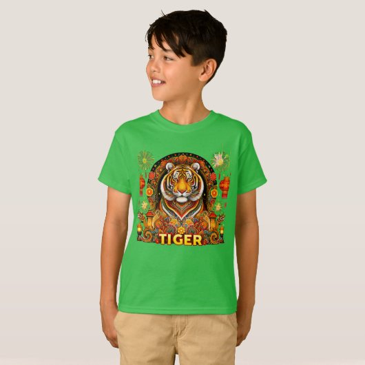 Kinderen T-shirt voor Jaar van de Tijger (Voorkant volledig)
