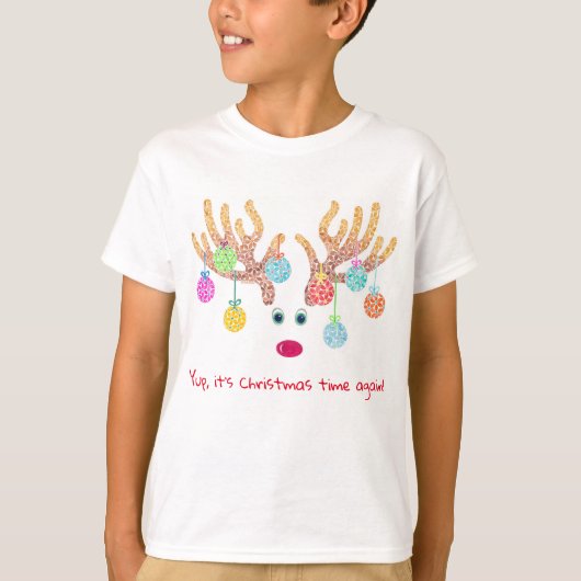 Kinderen T-shirt voor rendieren en sierplanten (Voorkant)
